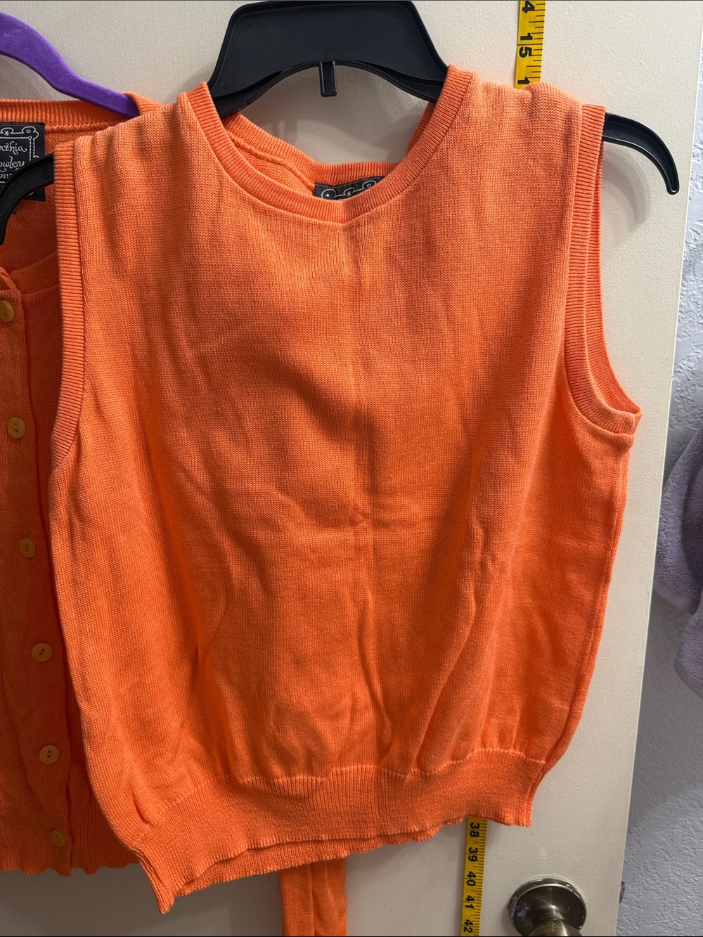 Cynthia Rowley Orange Knit Cardigan & Sleeveless Sweater Set - Picture 2 of 10